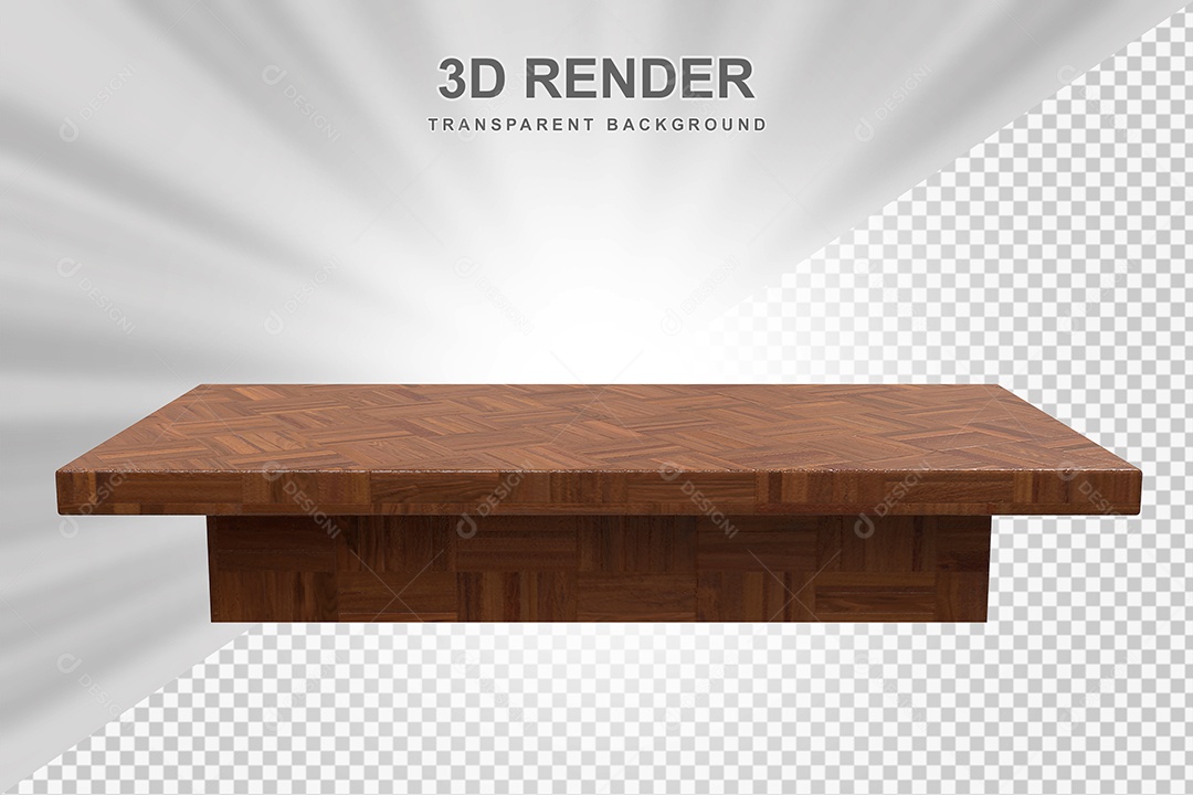 Elemento 3D Mesa de Madeira Quadrada Para Composição PSD