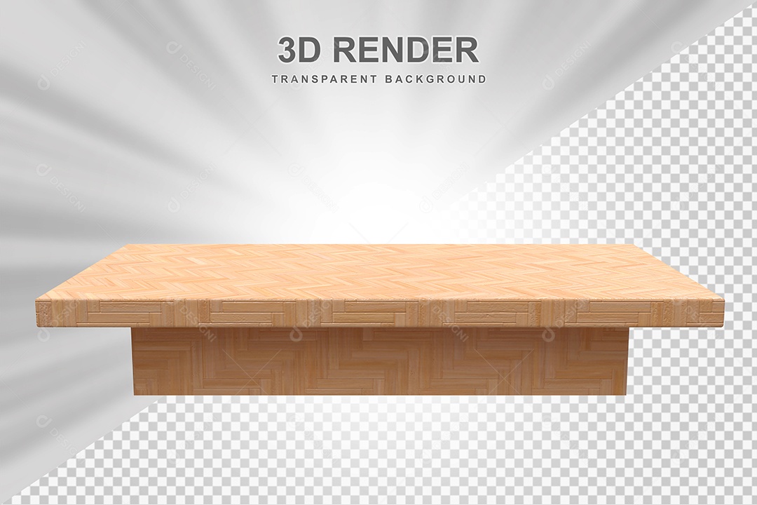 Elemento 3D Mesa de Madeira Quadrada Para Composição PSD