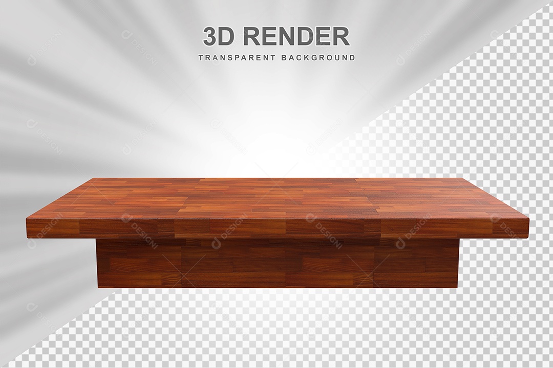 Elemento 3D Mesa de Madeira Quadrada Para Composição PSD
