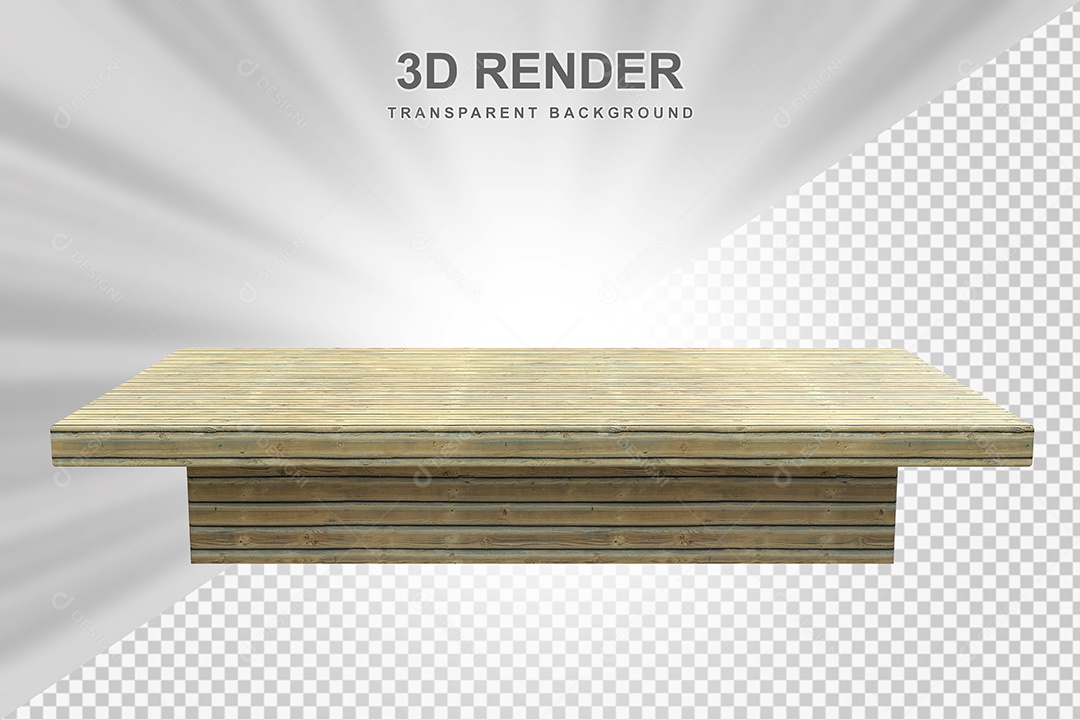 Elemento 3D Mesa de Madeira Quadrada Para Composição PSD