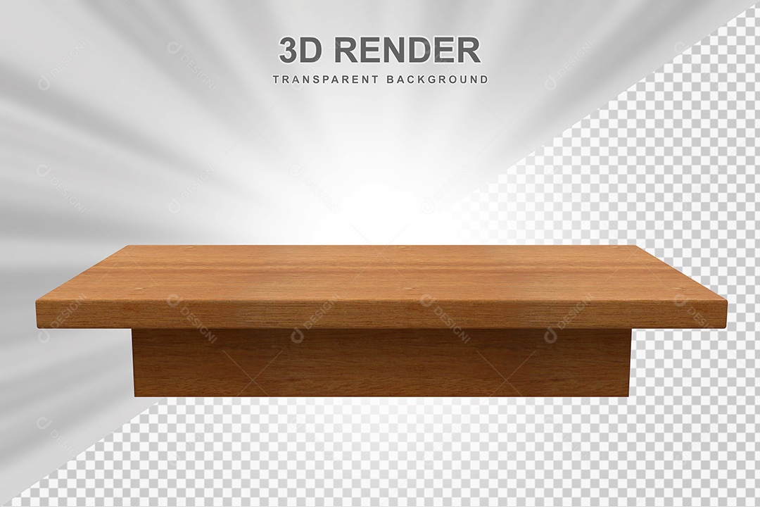 Elemento 3D Mesa de Madeira Quadrada Para Composição PSD