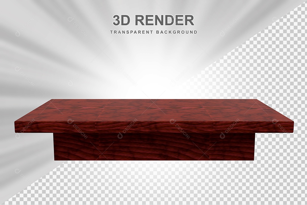 Elemento 3D Mesa de Madeira Quadrada Para Composição PSD