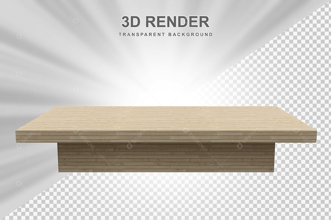 Elemento 3D Mesa de Madeira Quadrada Para Composição PSD