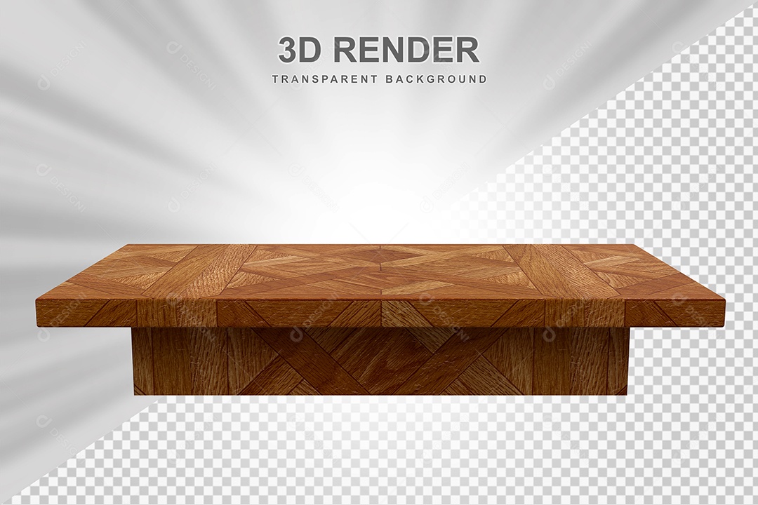 Elemento 3D Mesa de Madeira Quadrada Para Composição PSD