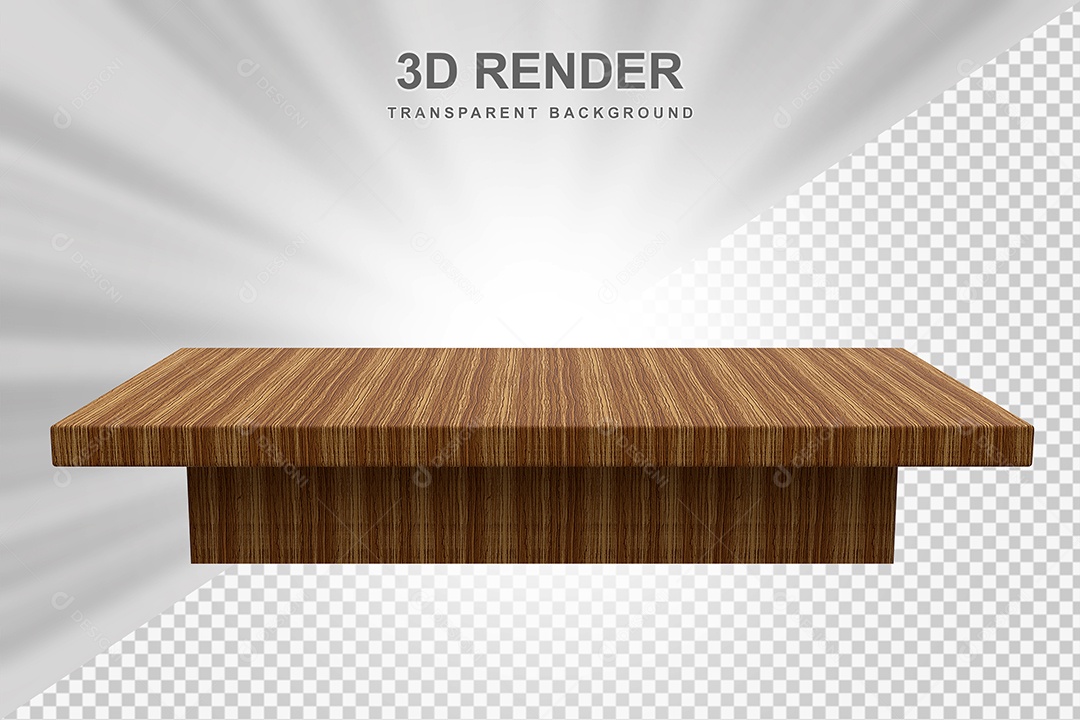 Elemento 3D Mesa de Madeira Quadrada Para Composição PSD