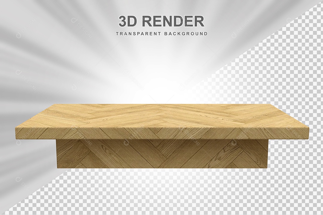 Elemento 3D Mesa de Madeira Quadrada Para Composição PSD