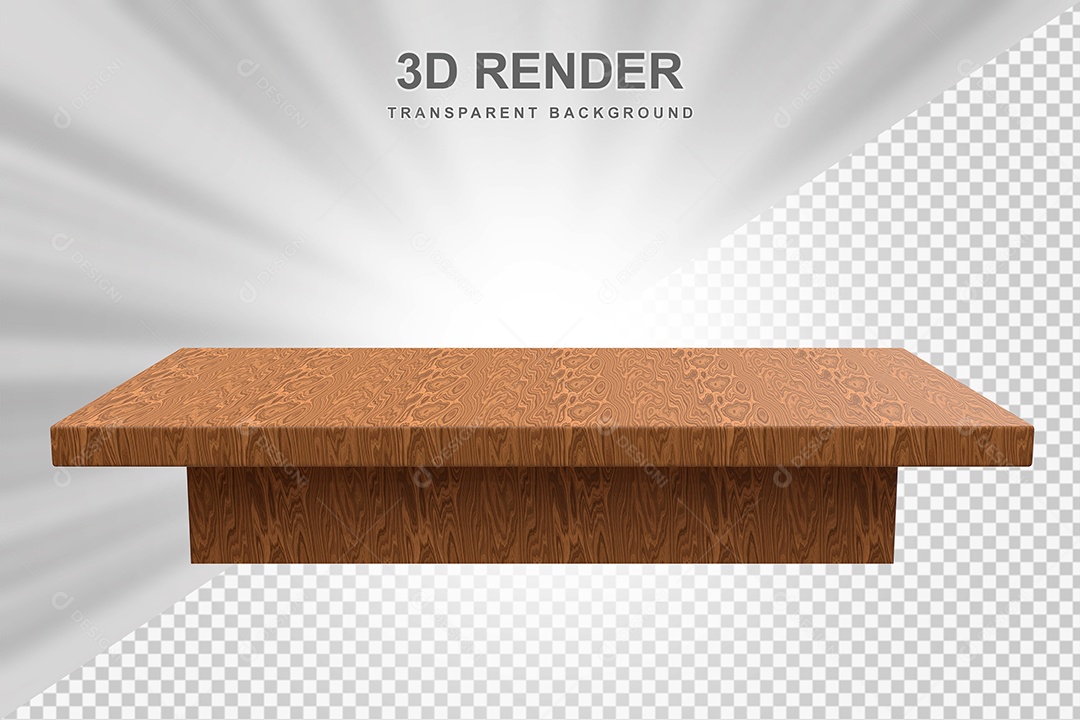 Elemento 3D Mesa de Madeira Quadrada Para Composição PSD
