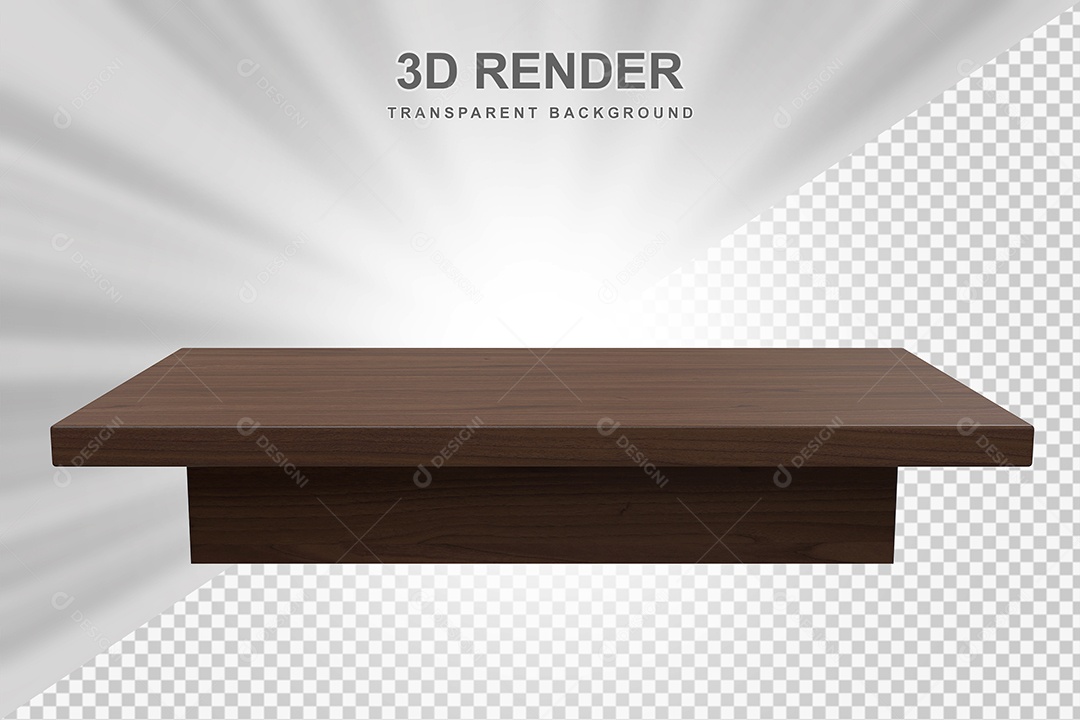 Elemento 3D Mesa de Madeira Quadrada Para Composição PSD