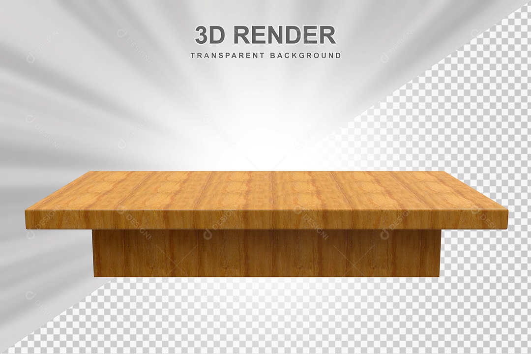 Elemento 3D Mesa de Madeira Quadrada Para Composição PSD