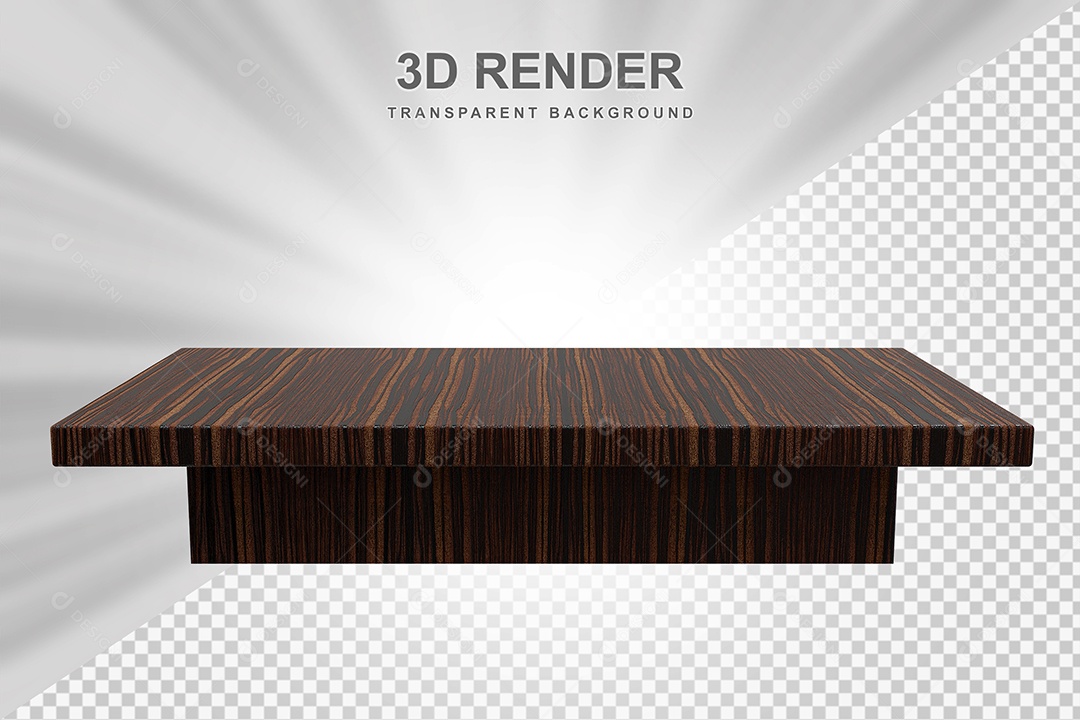 Elemento 3D Mesa de Madeira Quadrada Para Composição PSD