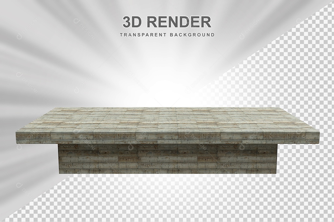 Elemento 3D Mesa de Madeira Quadrada Para Composição PSD