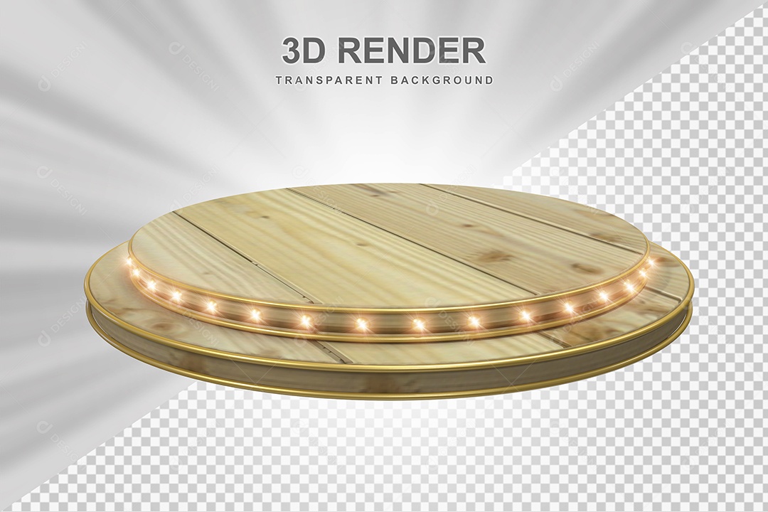 Elemento 3D Podium de Madeira Marrom Para Composição PSD