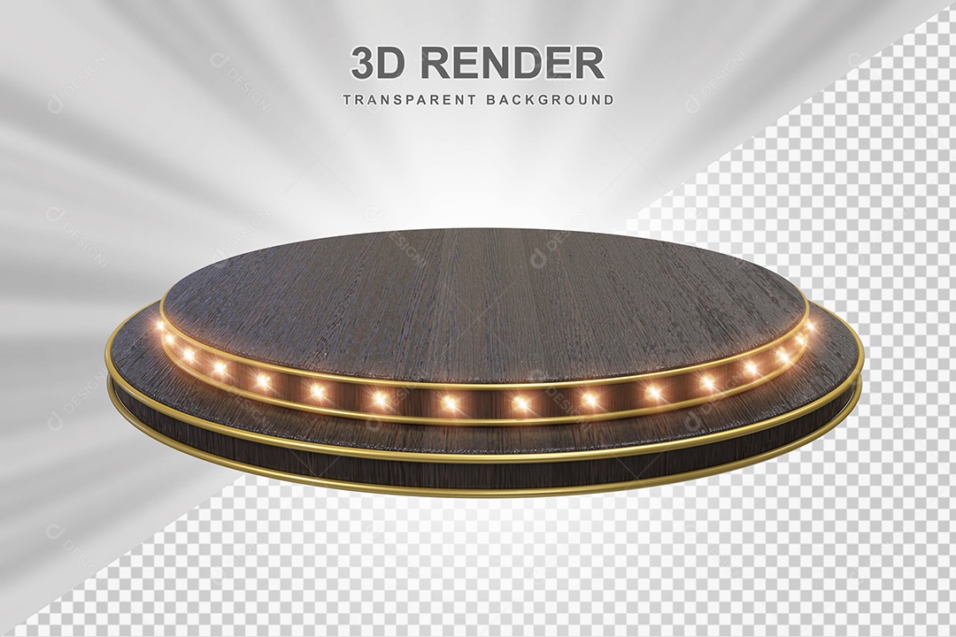 Elemento 3D Podium de Madeira Marrom Para Composição PSD