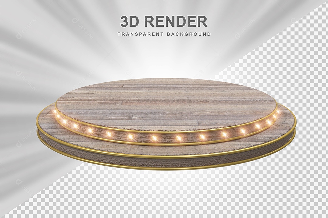 Elemento 3D Podium de Madeira Marrom Para Composição PSD