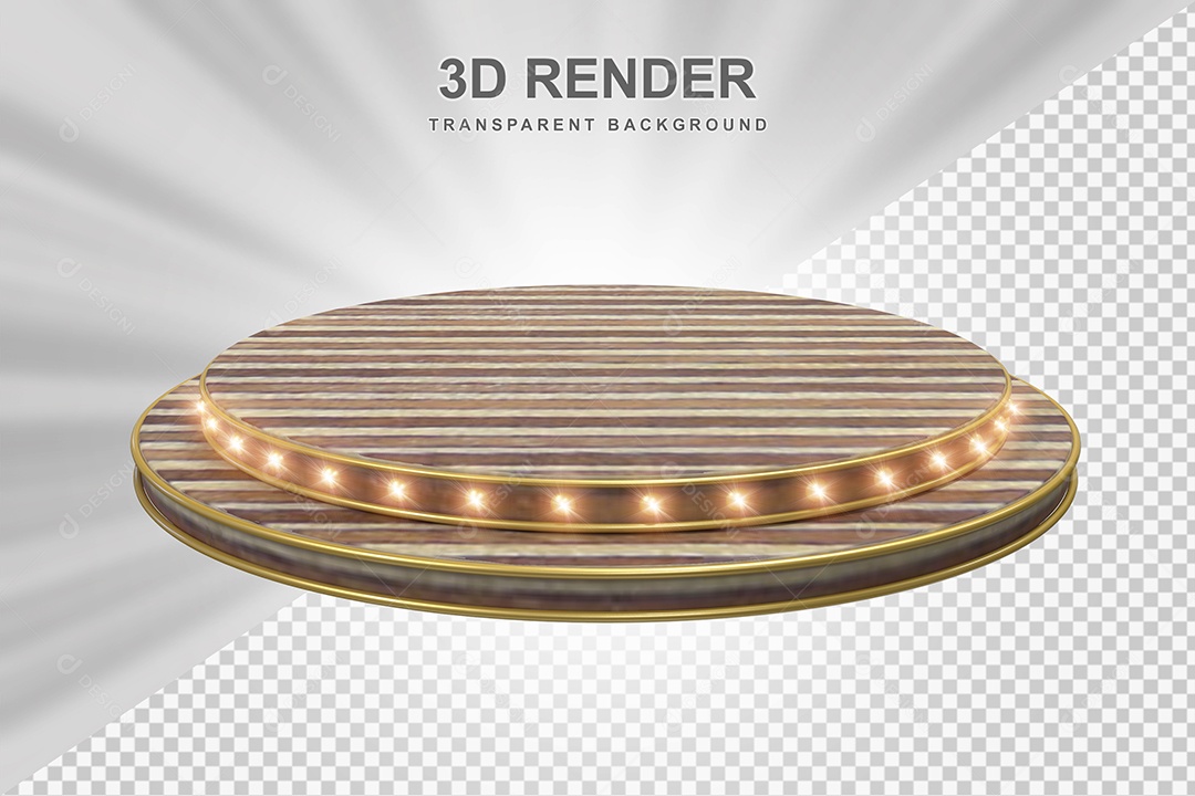 Elemento 3D Podium de Madeira Marrom Para Composição PSD