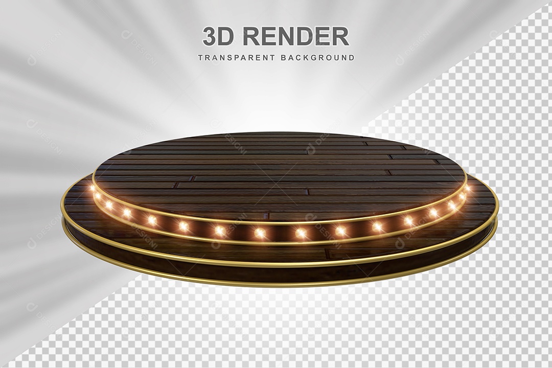 Elemento 3D Podium de Madeira Marrom Para Composição PSD