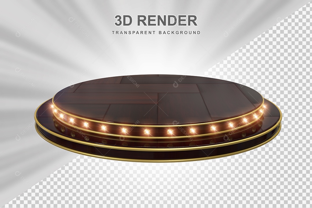 Elemento 3D Podium de Madeira Marrom Para Composição PSD