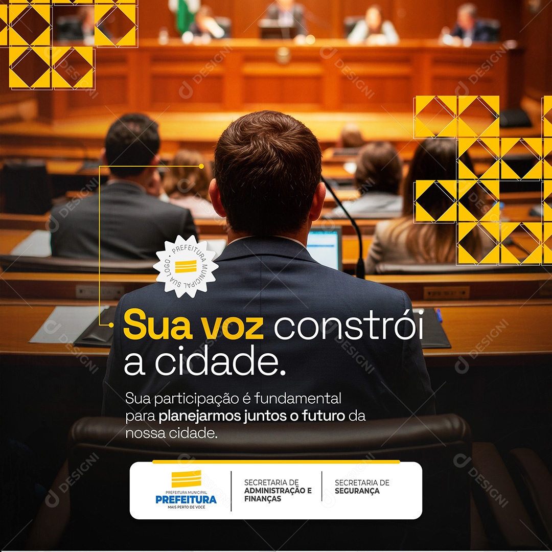 Prefeitura Municipal Sua Voz Constrói a Cidade Social Media PSD Editável