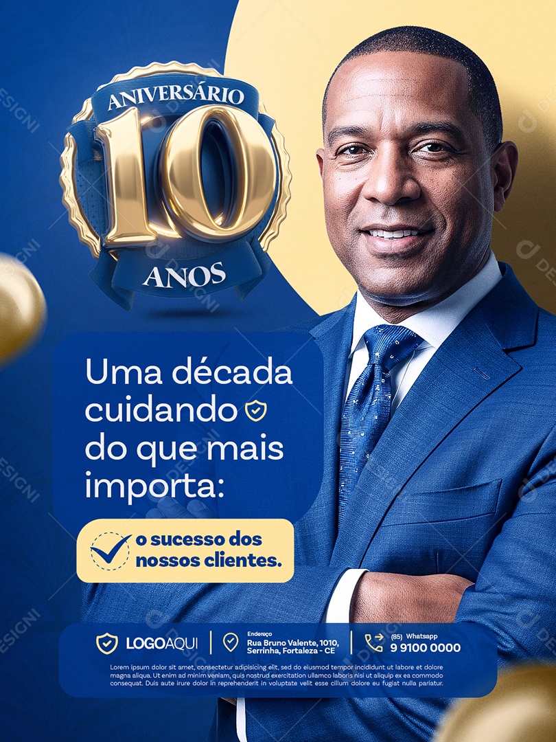 Contabilidade Aniversário 10 Anos Uma Década Cuidando do Que Mais Importa Social Media PSD Editável