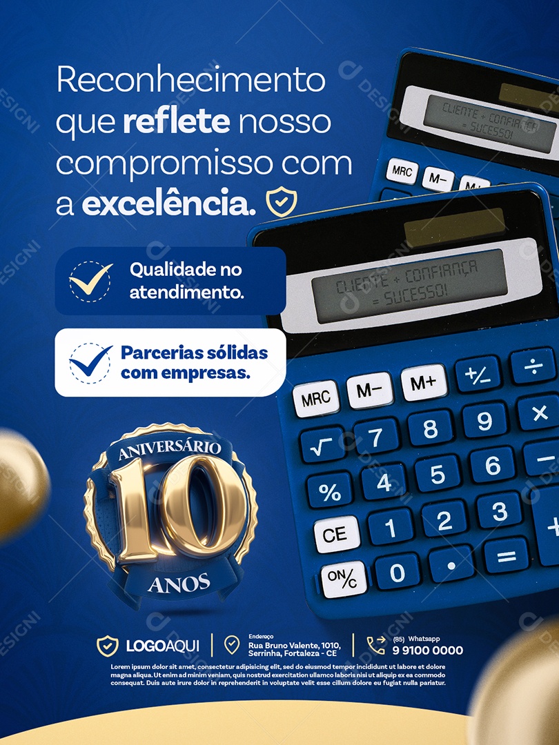 Contabilidade Aniversário 10 Anos Reconhecimento Que Reflete Nosso Compromisso Social Media PSD Editável