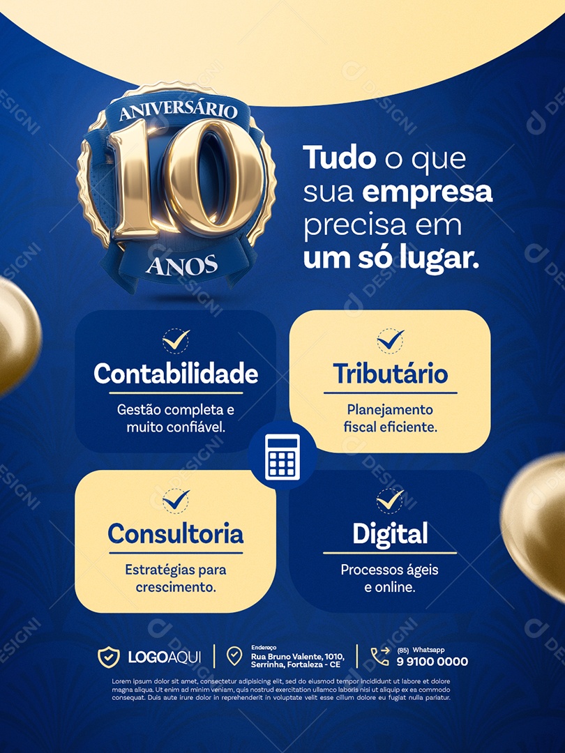 Contabilidade Aniversário 10 Anos Tudo o Que Sua Empresa Precisa em Um Só Lugar Social Media PSD Editável