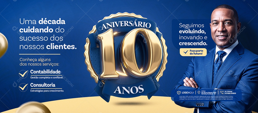 Carrossel Contabilidade Aniversário 10 Anos Uma Década Cuidando do Sucesso Social Media PSD Editável