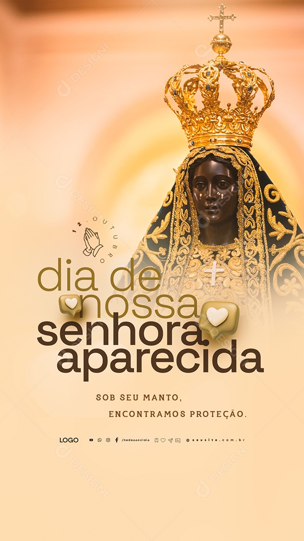 Story Dia de Nossa Senhora Aparecida 12 de Outubro Sob Seu Manto Social Media PSD Editável
