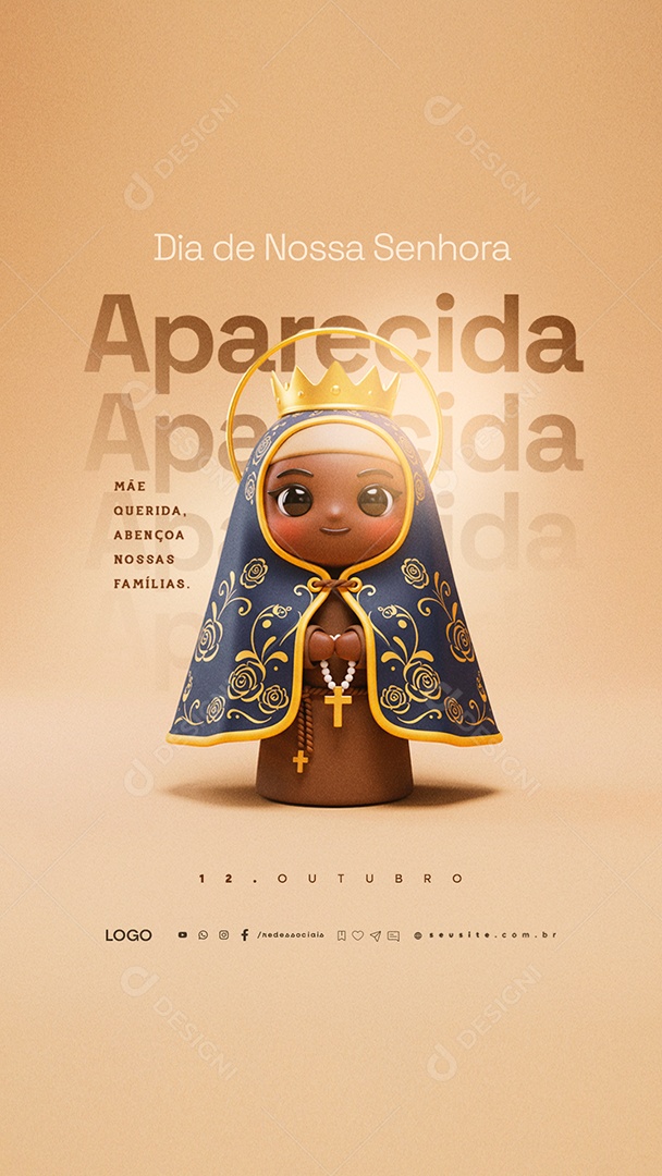Story Dia de Nossa Senhora Aparecida 12 de Outubro Mãe Querida Social Media PSD Editável