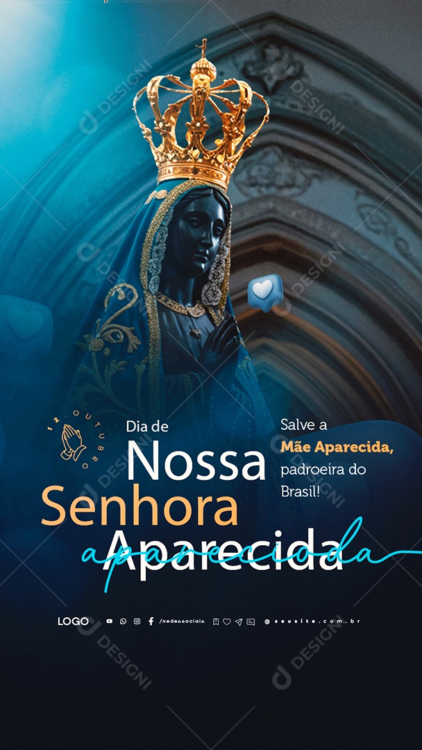 Story Dia de Nossa Senhora Aparecida 12 de Outubro Social Media PSD Editável