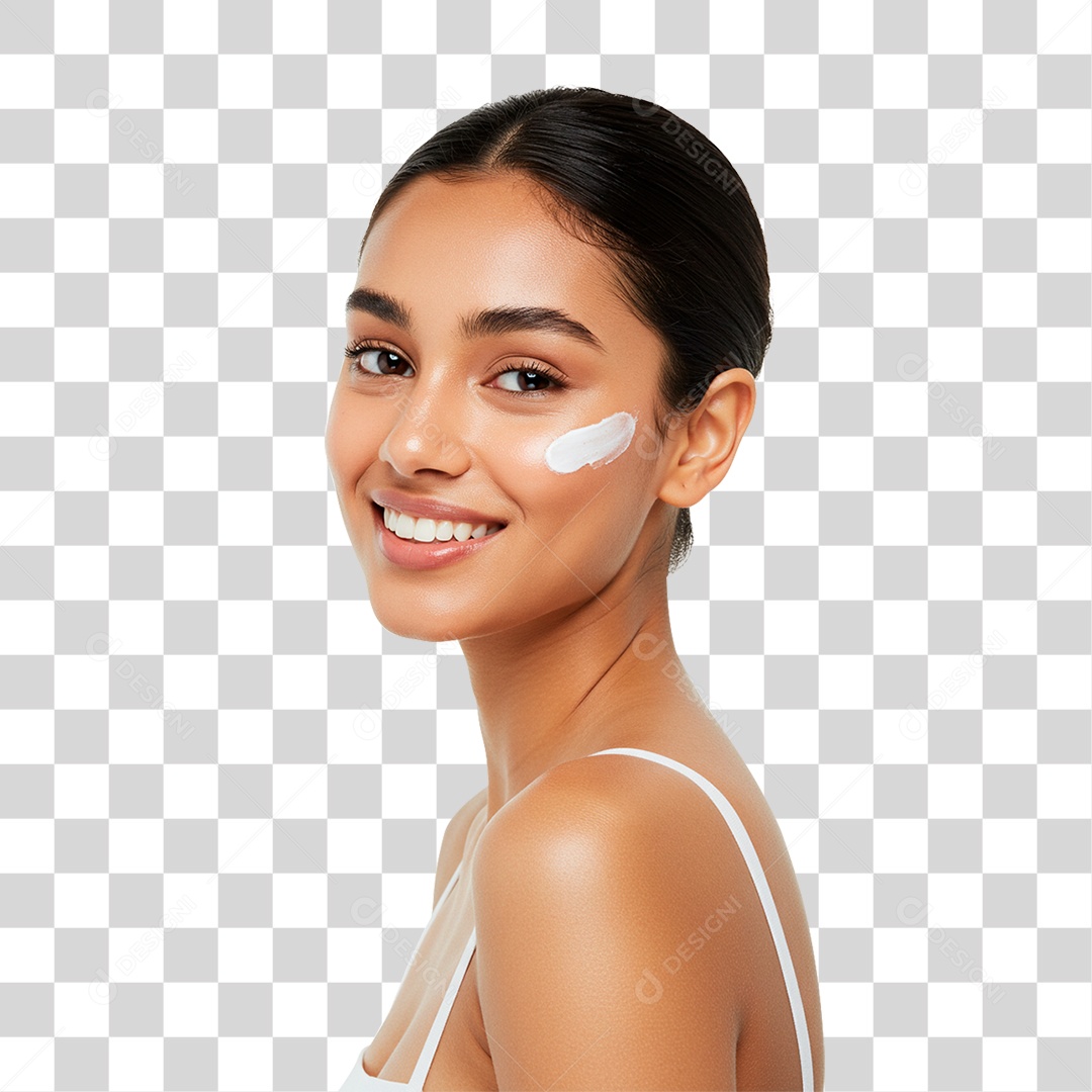 Mulher com Máscara Facial PNG Transparente