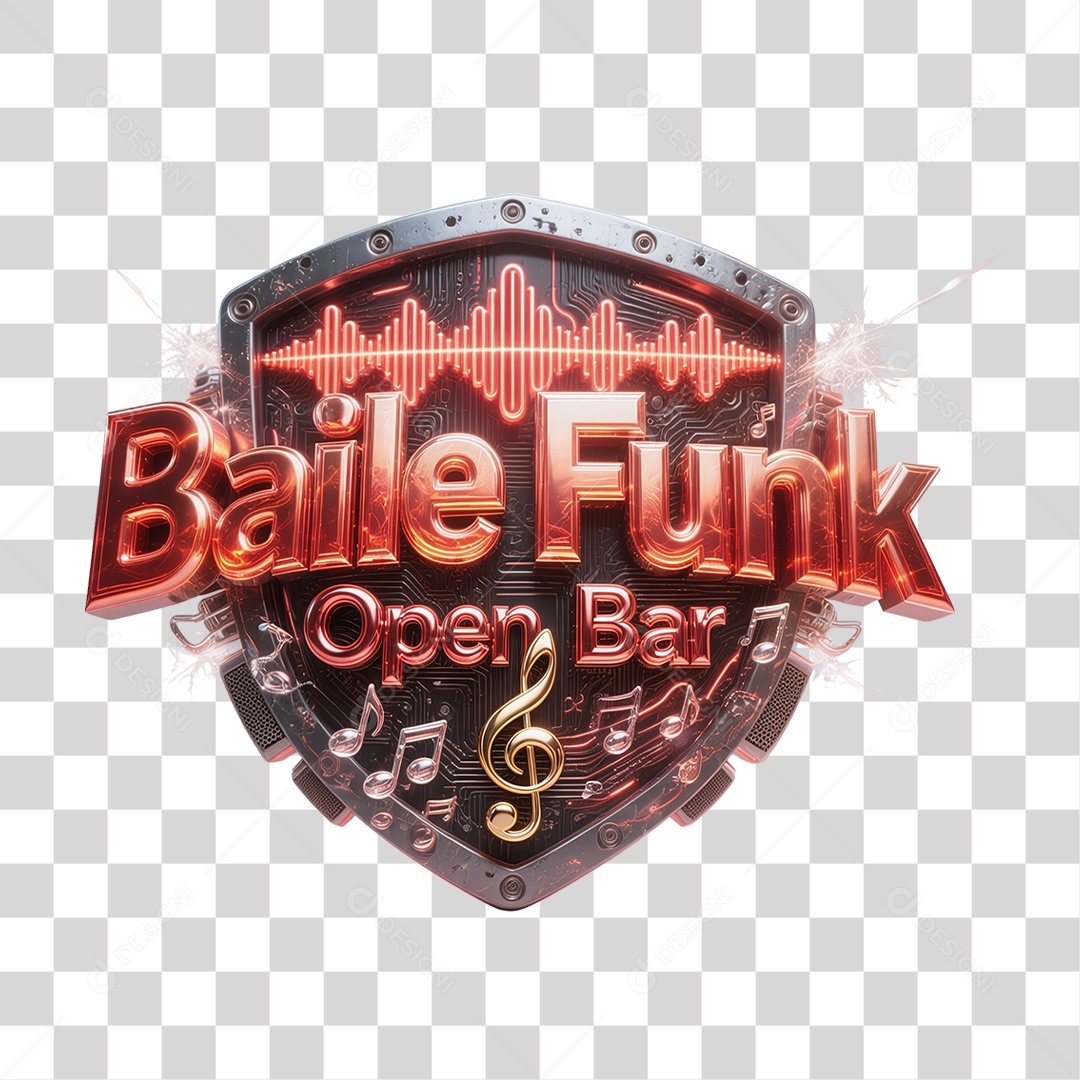 Selo 3D Baile Funk Open Bar PNG Transparente