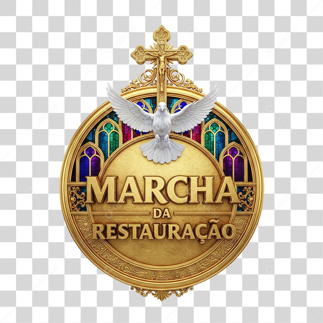 Selo 3D Religioso Marcha da Restauração PNG Transparente