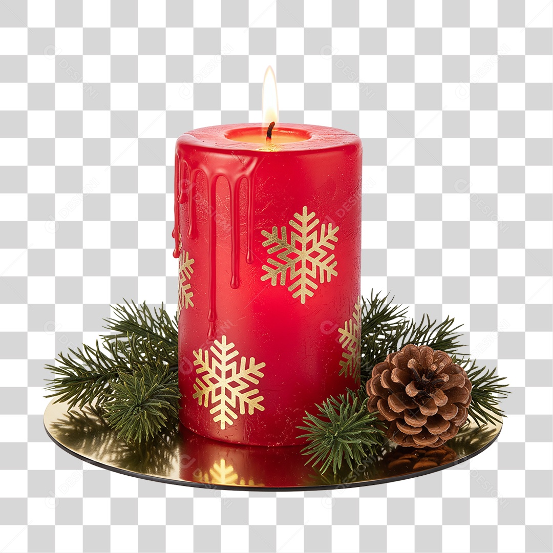 Vela Vermelha Enfeite de Natal PNG Transparente