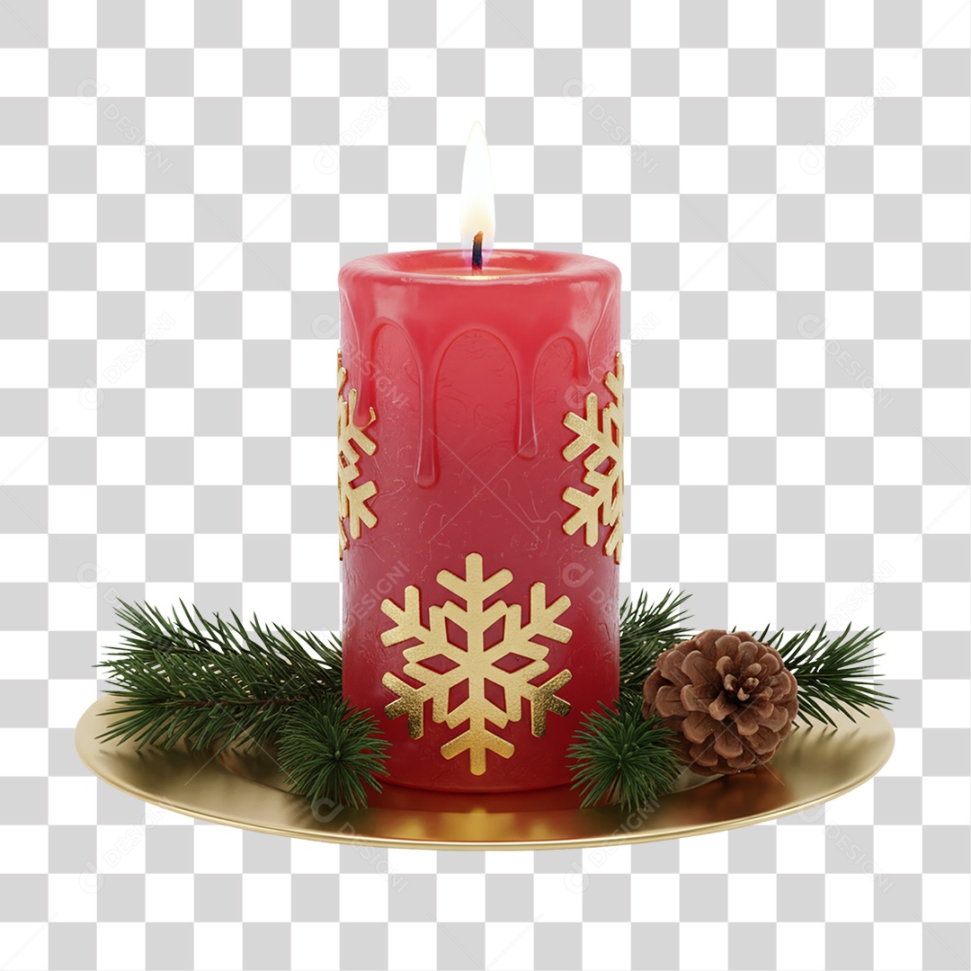 Vela Vermelha Enfeite de Natal PNG Transparente