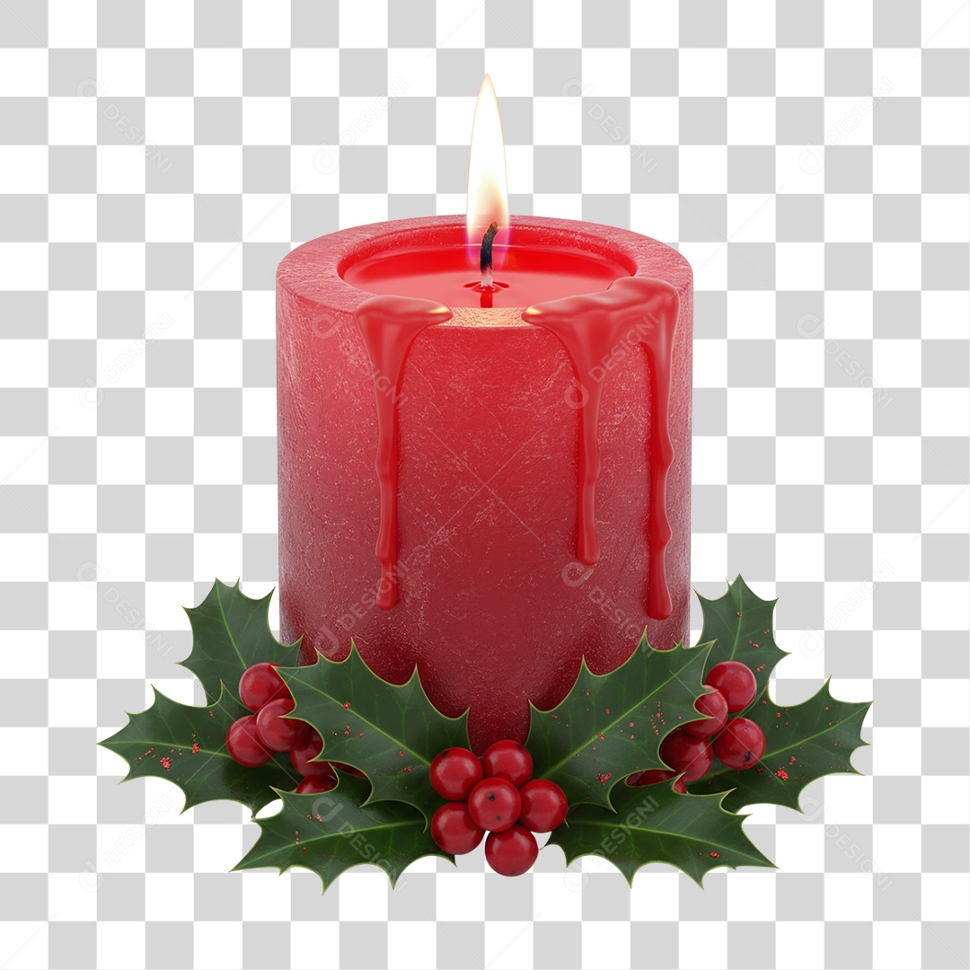 Vela Vermelha Enfeite de Natal PNG Transparente