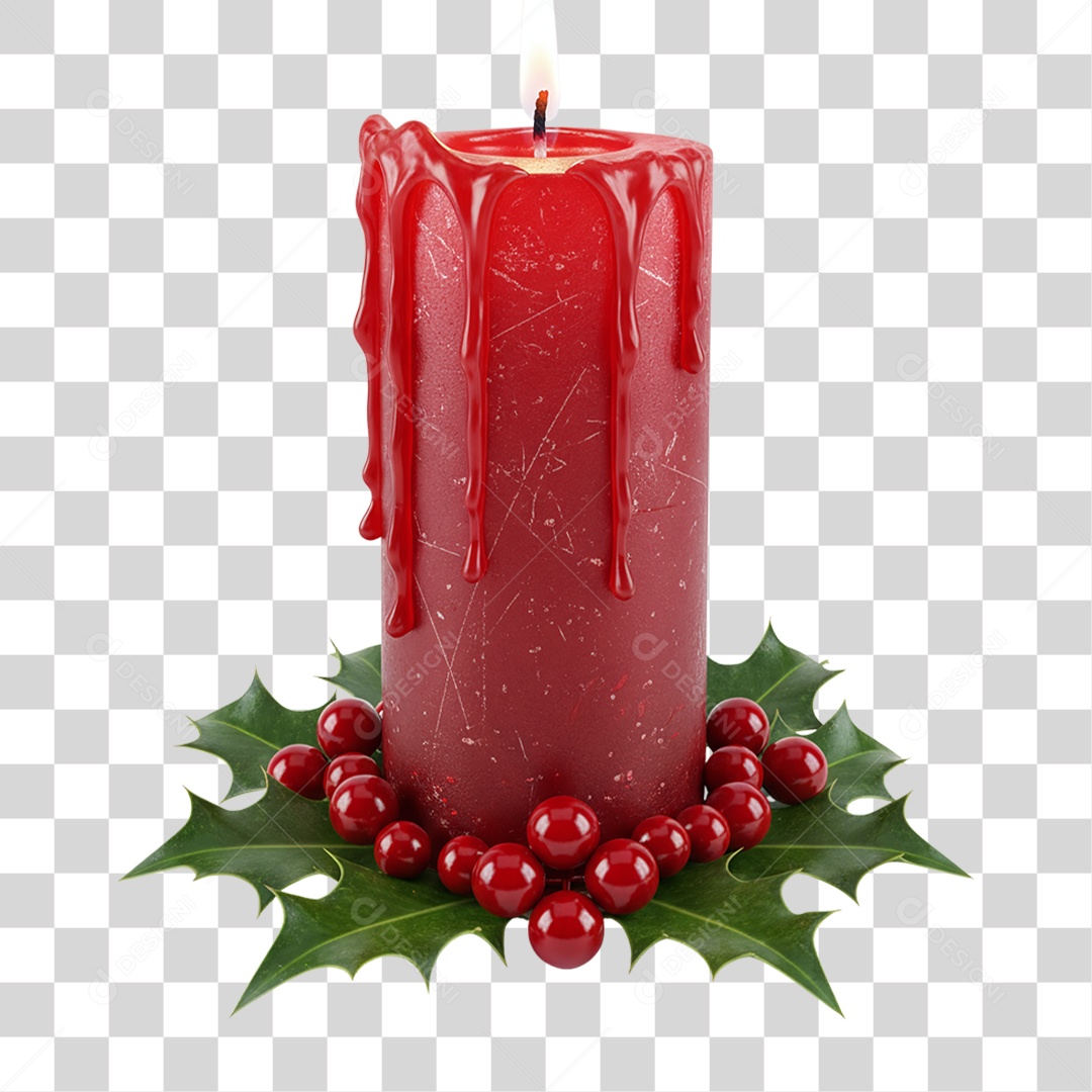 Vela Vermelha Enfeite de Natal PNG Transparente