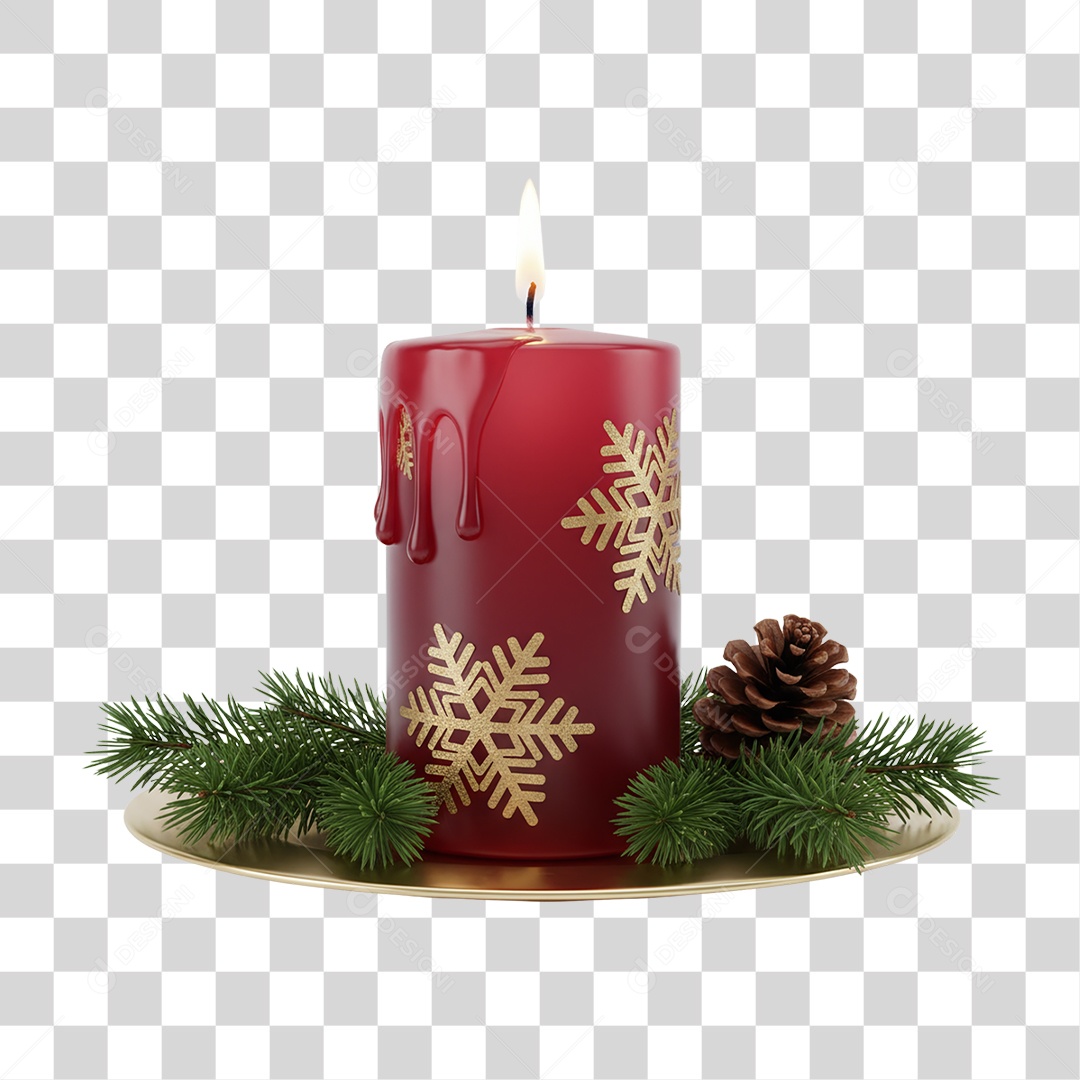 Vela Vermelha Enfeite de Natal PNG Transparente