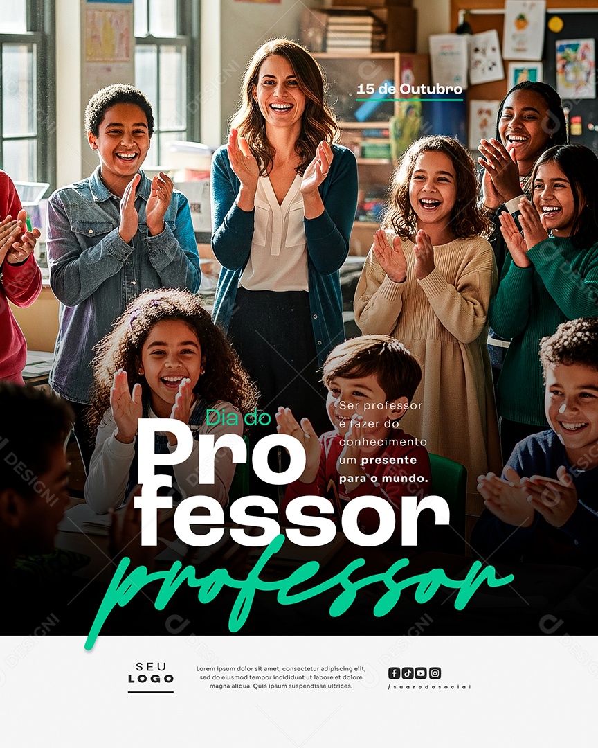 Dia do Professor 15 de Outubro Social Media PSD Editável