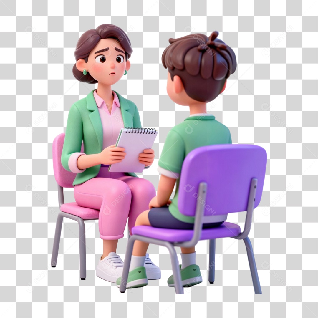 Criança com sua Professora PNG Transparente