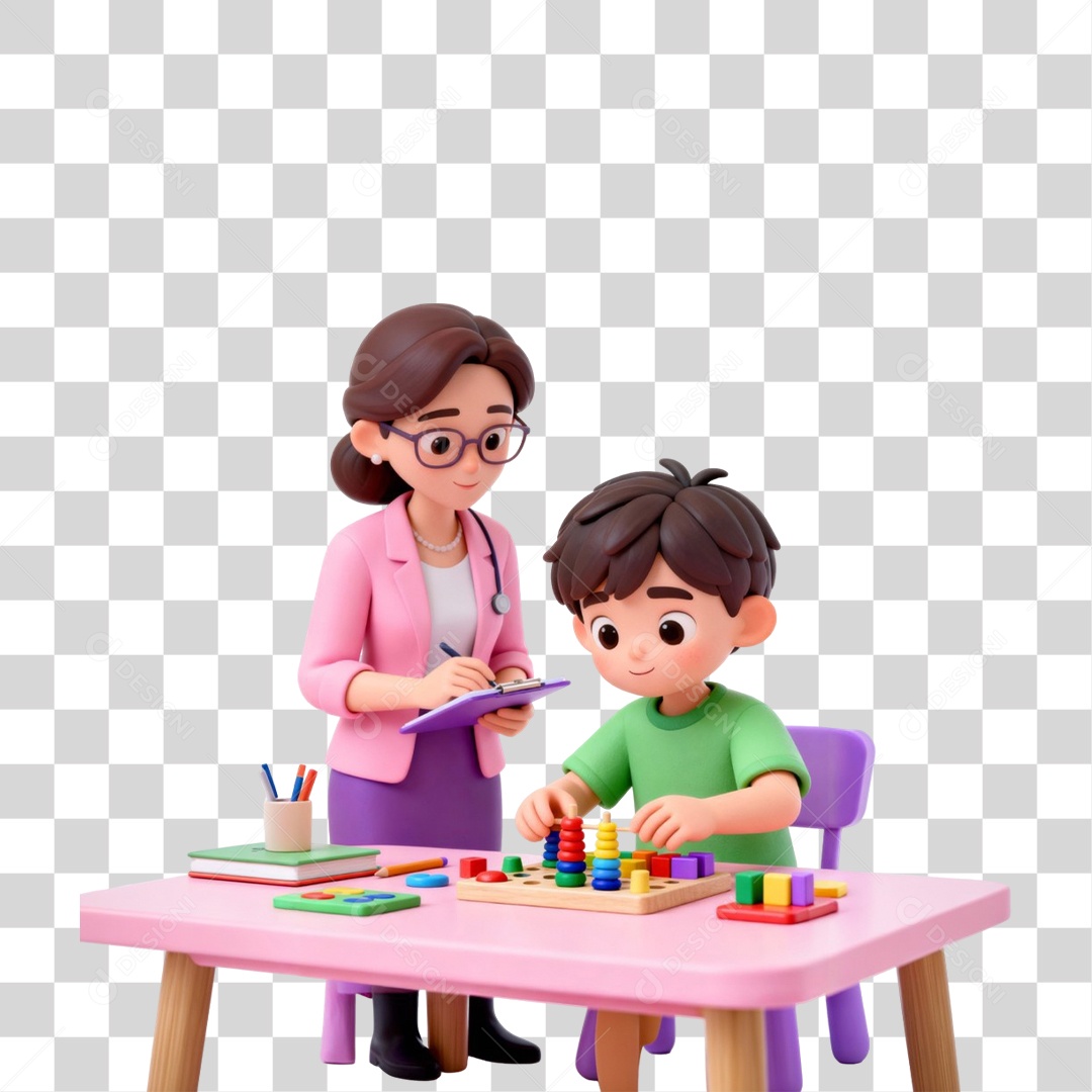 Criança com sua Professora PNG Transparente