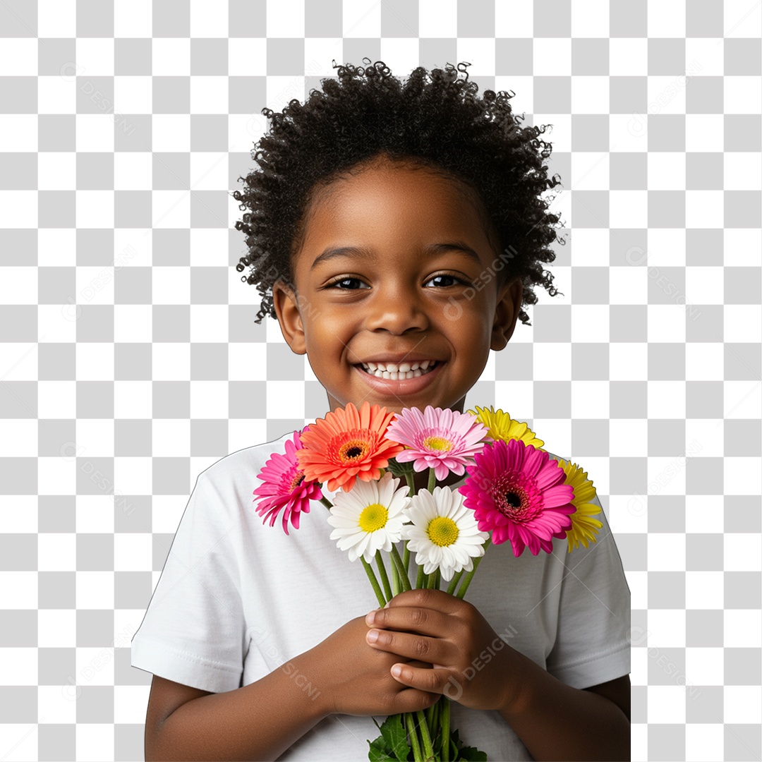 Criança com Flores PNG Transparente