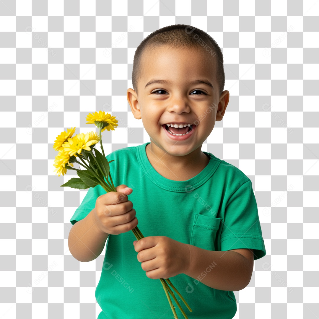 Criança com Flores PNG Transparente
