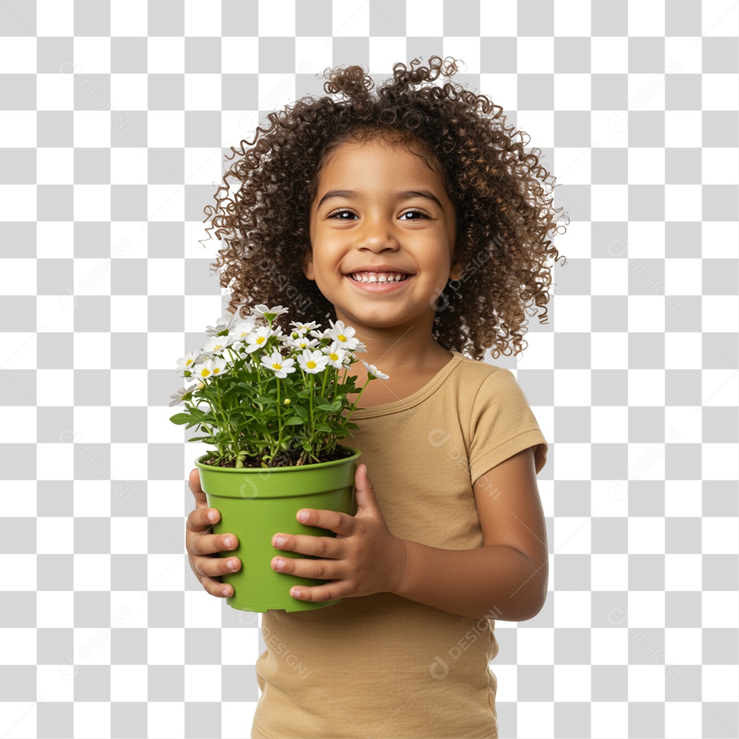 Criança com Flores PNG Transparente