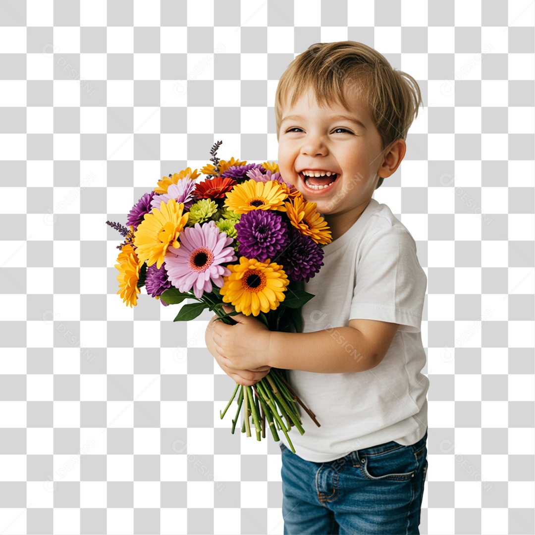 Criança com Flores PNG Transparente