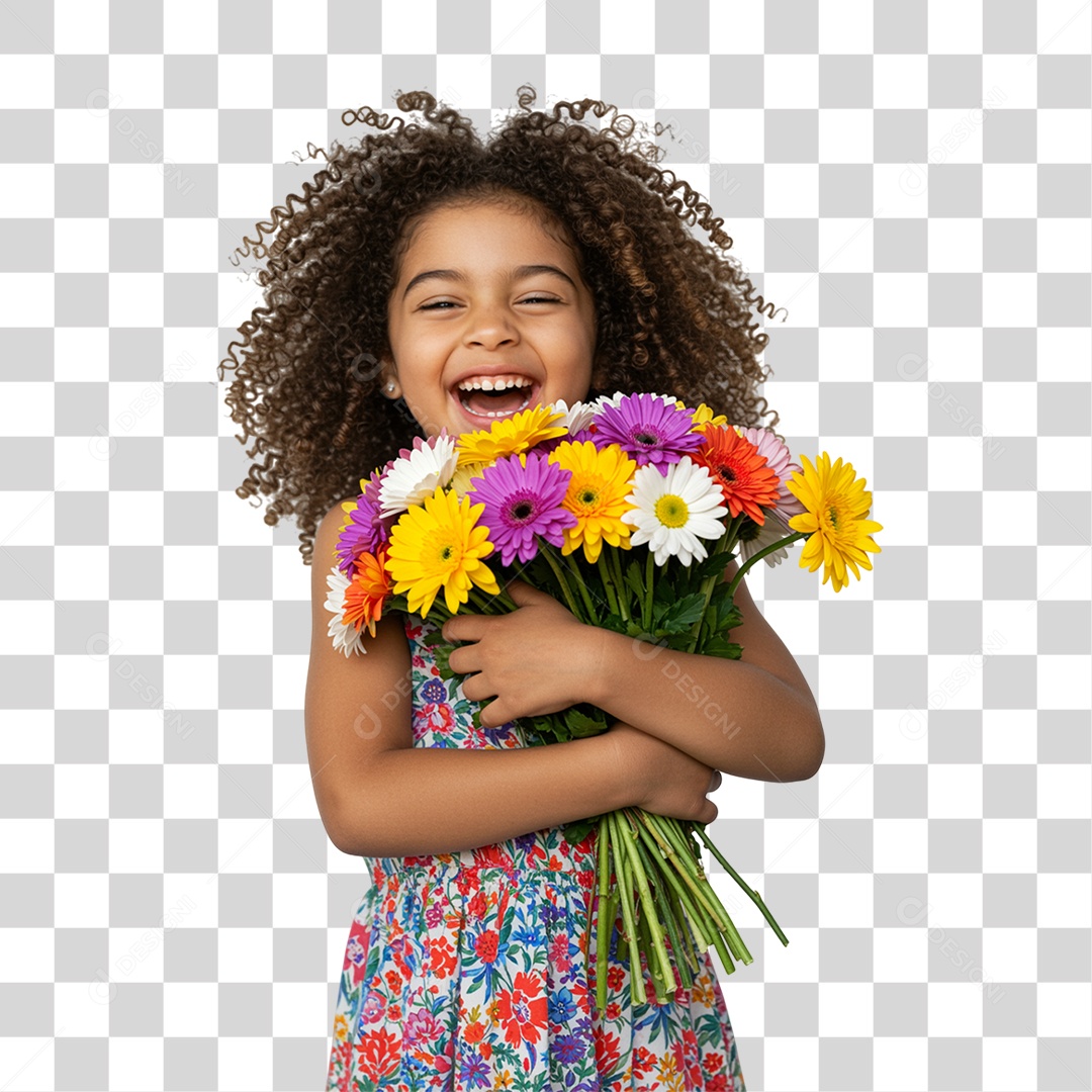 Criança com Flores PNG Transparente