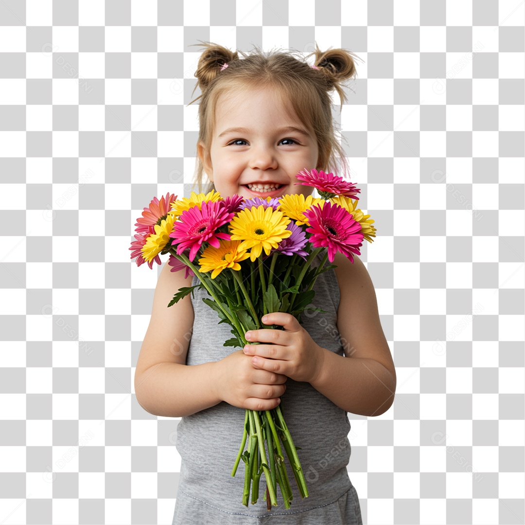 Criança com Flores PNG Transparente