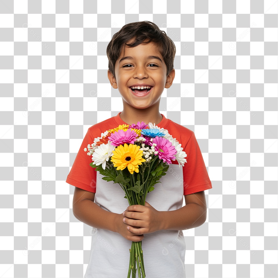 Criança com Flores PNG Transparente