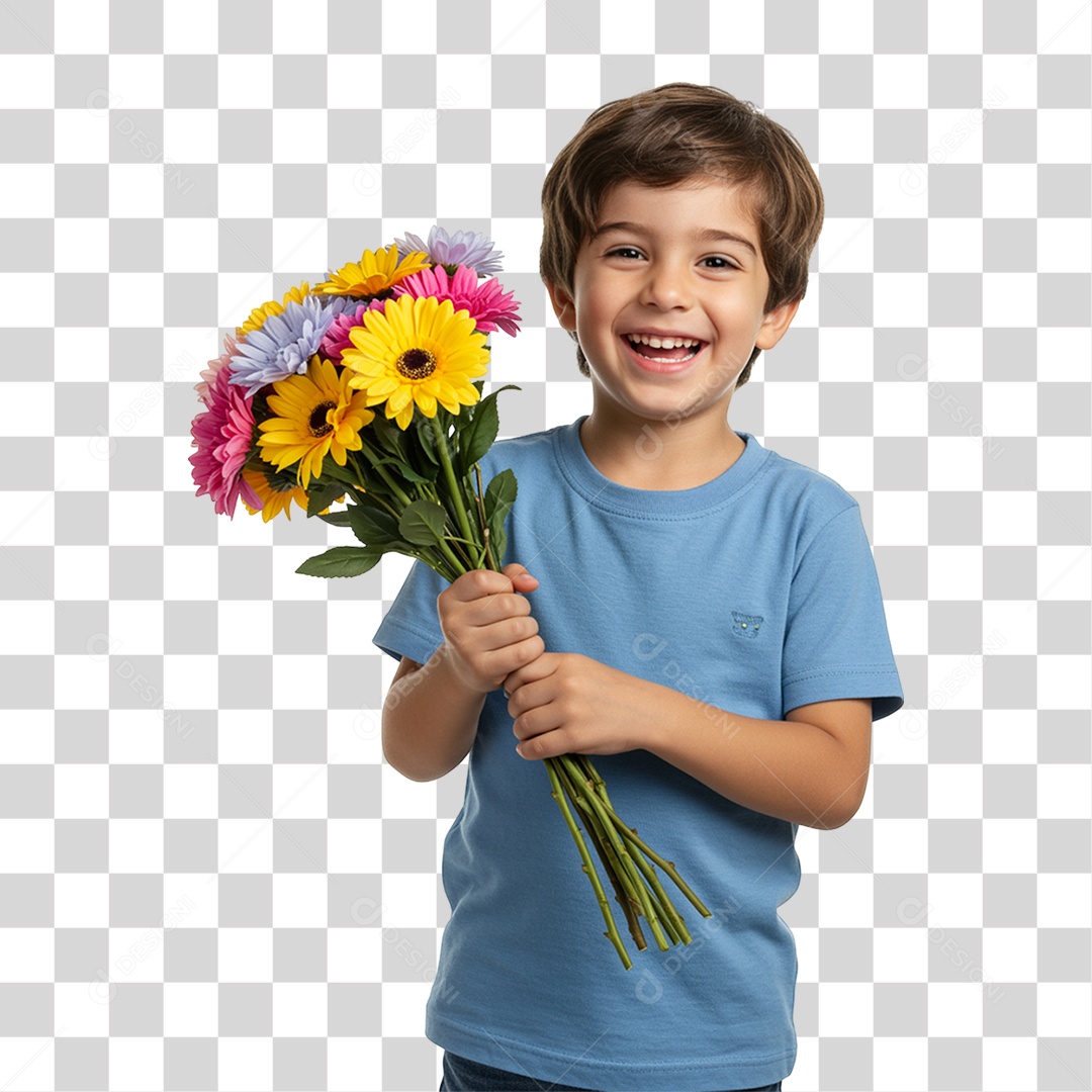 Criança com Flores PNG Transparente