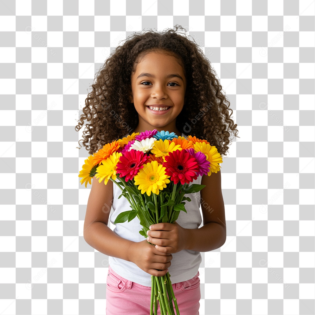 Criança com Flores PNG Transparente
