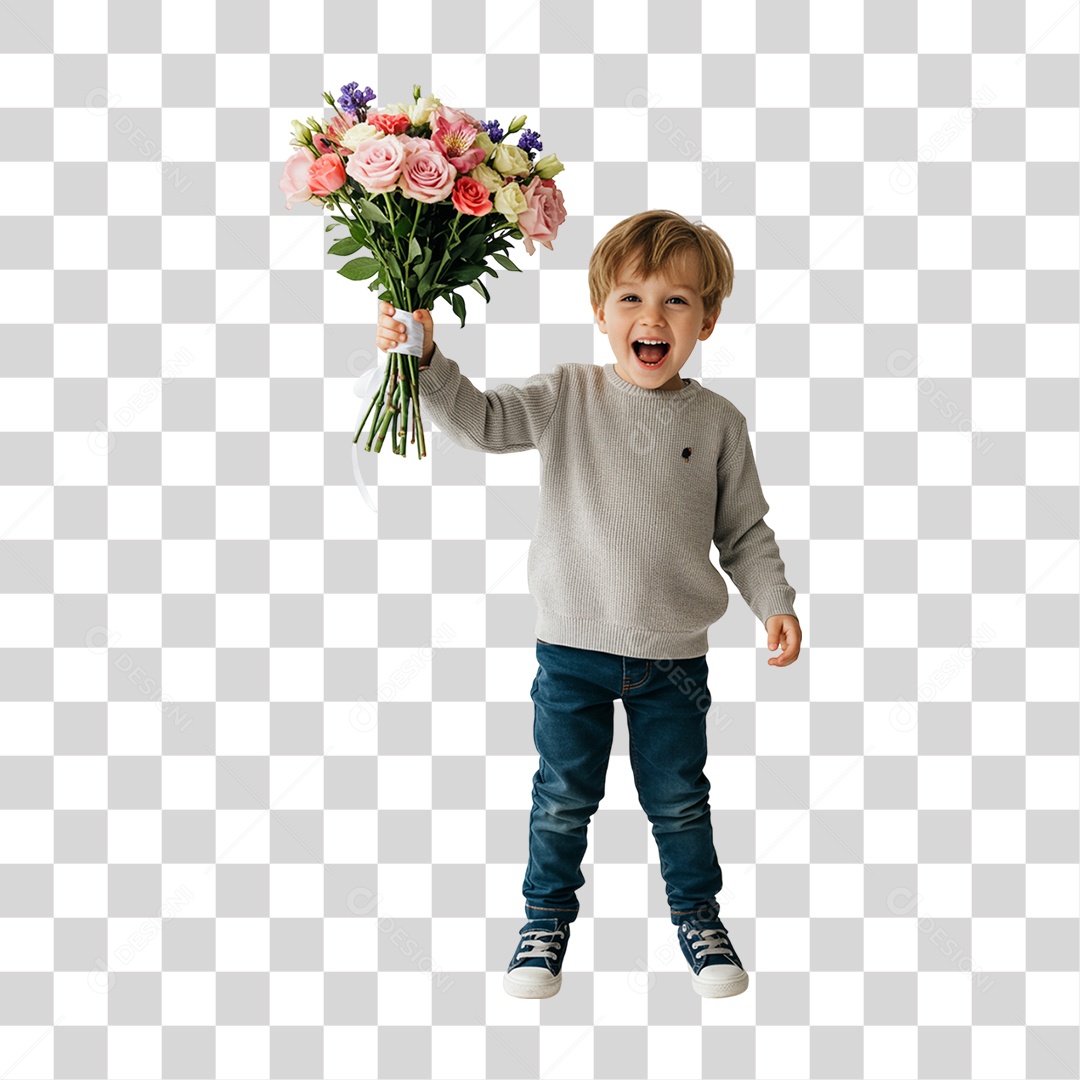 Criança com Flores PNG Transparente